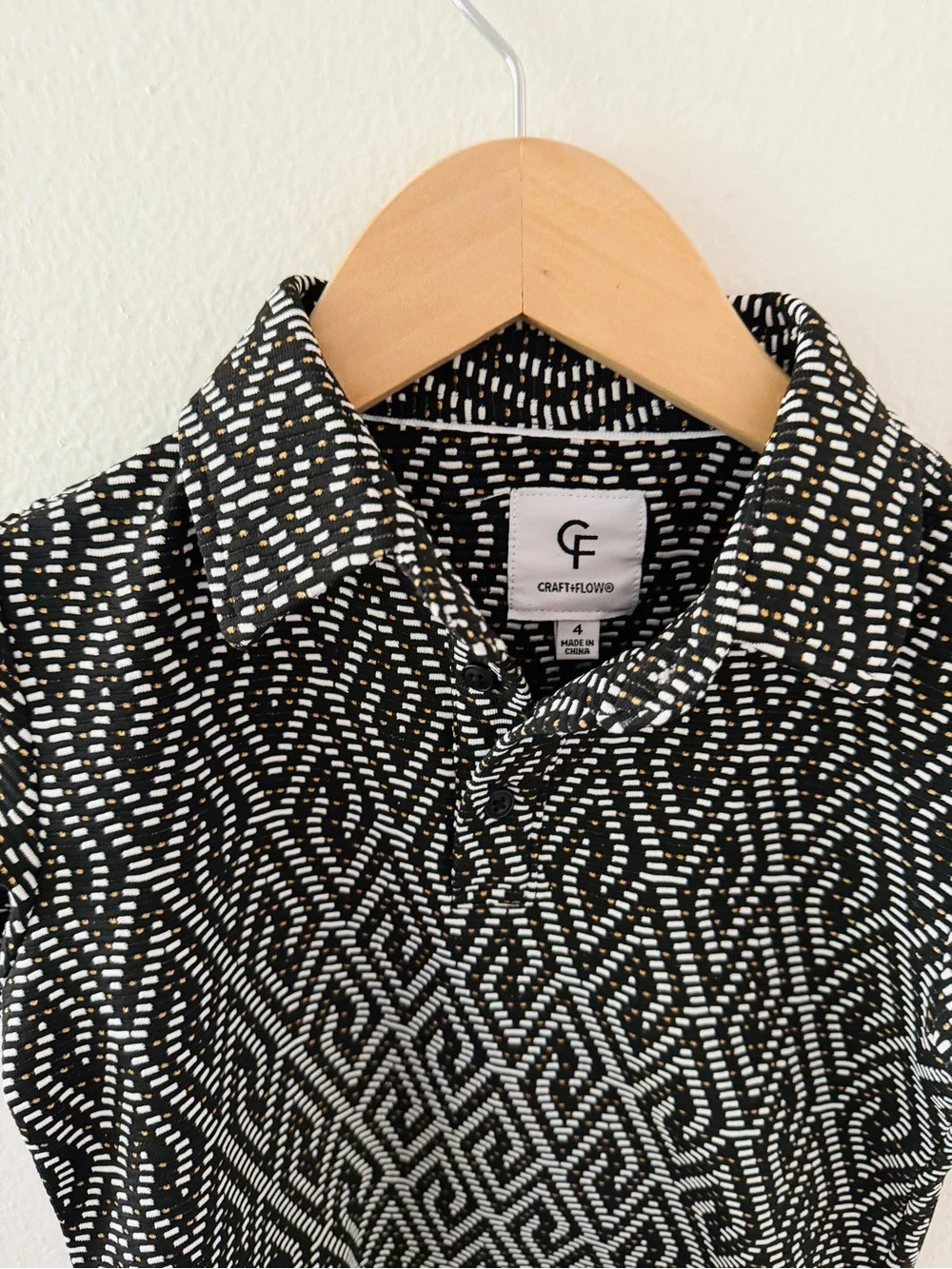 Craft & Flow Boys Textured Geometric Short Sleeve Shirt